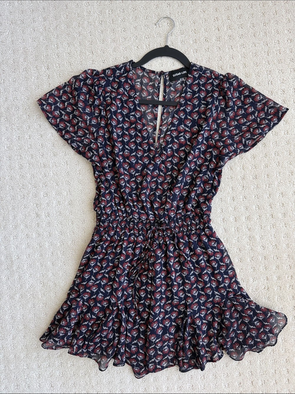 Sugarlips Navy Floral Romper